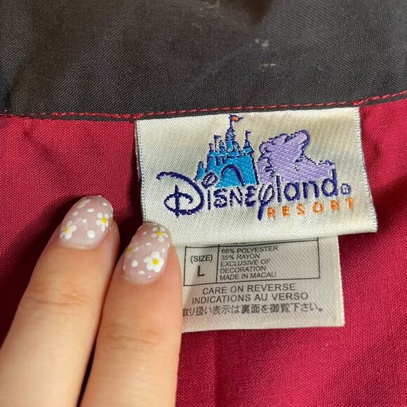 DISNEY Large Pool‎ Bowing Shirt Button Up Vintage Mickey Goofy Red Black Retro - Picture 3 of 7